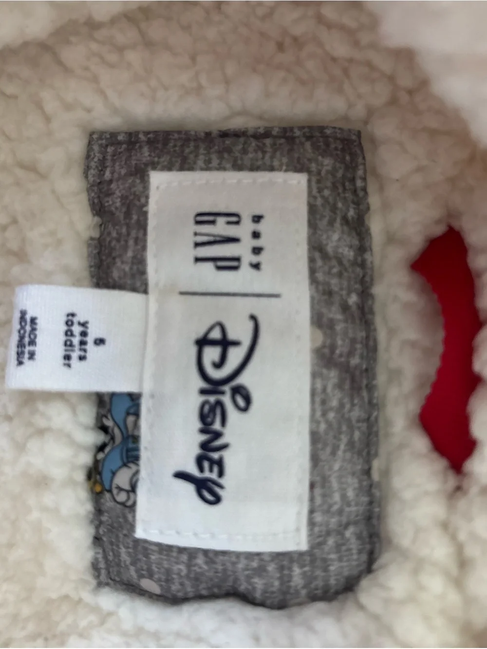 GAP Gray Puffer Jacket with Red Trim and Character Print 5T